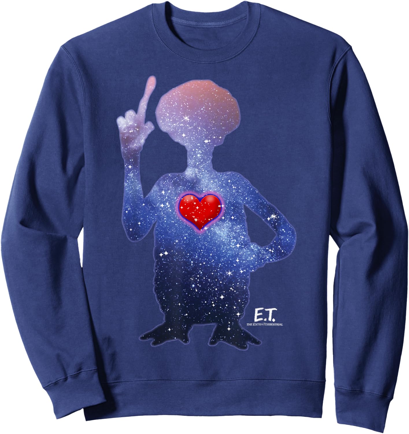 E.T. Terrestrial Universe Silhouette Heart Graphic Sweatshirt - Sweatshirt | Navy