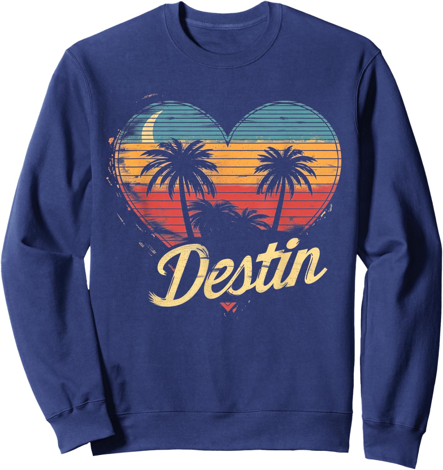 Destin Florida - Heart Vintage Love Women Kids Retro Pride Sweatshirt - Sweatshirt | Navy