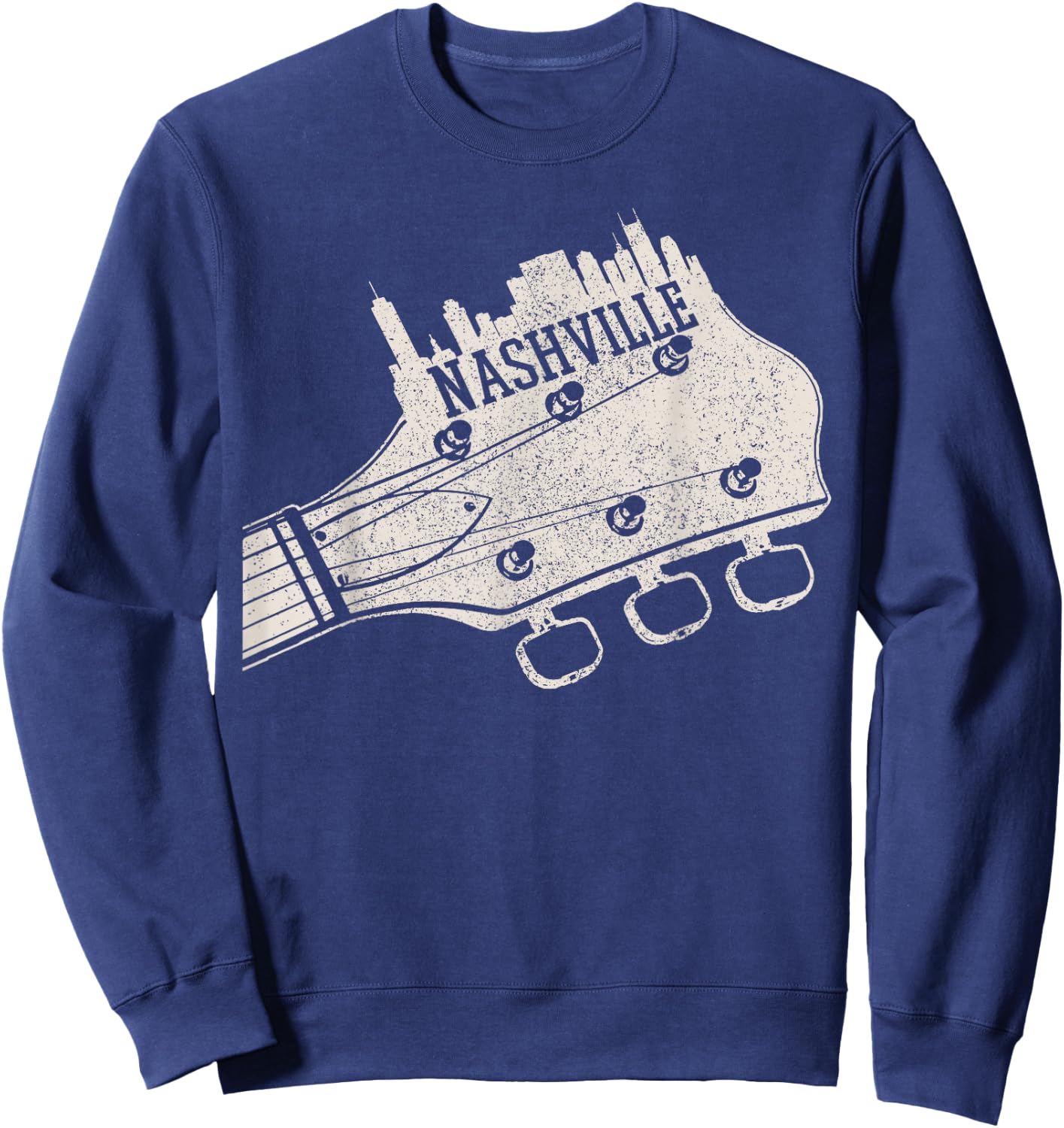 Nashville Guitar Skyline Country Music City Tennessee Sweatshirt - Sweatshirt | Navy