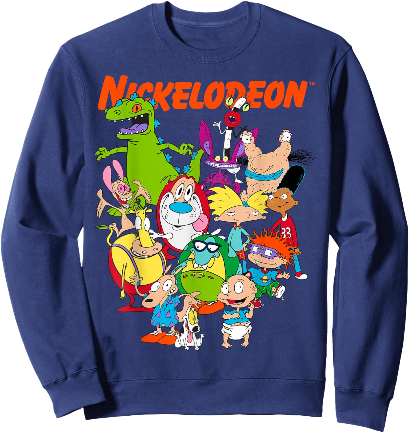 Nickelodeon Group Shot All Retro 90s Characters Sweatshirt - Sweatshirt | Navy