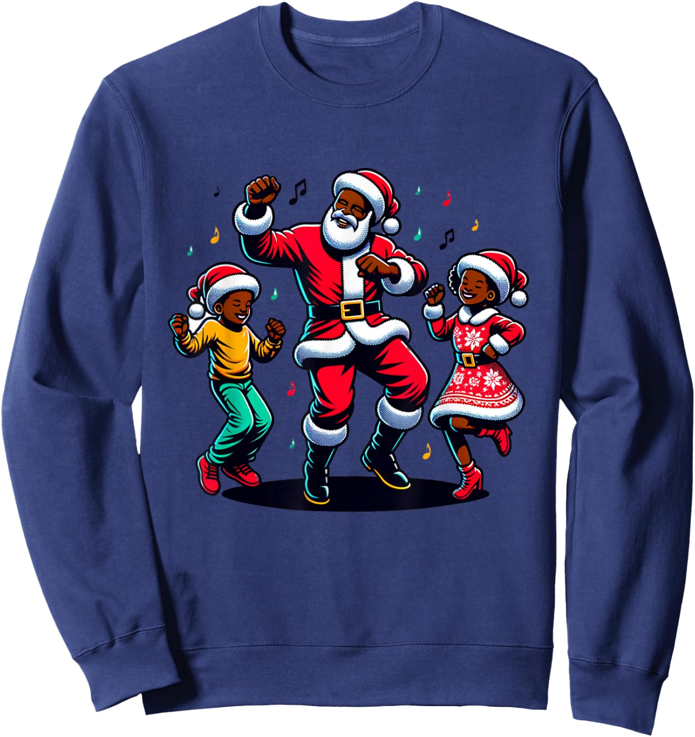Black Christmas African American Santa Claus Christmas PJ Sweatshirt - Sweatshirt | Navy