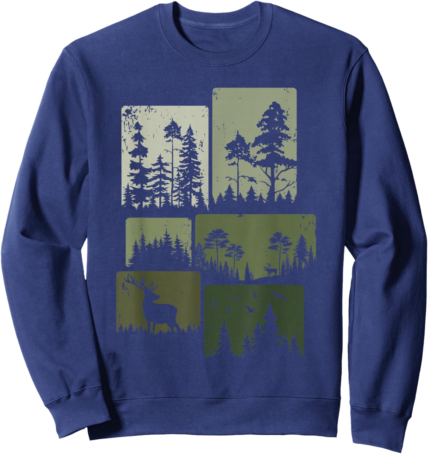Trees Wildlife Nature Outdoor Vintage Forest Sweatshirt - Sweatshirt | Navy