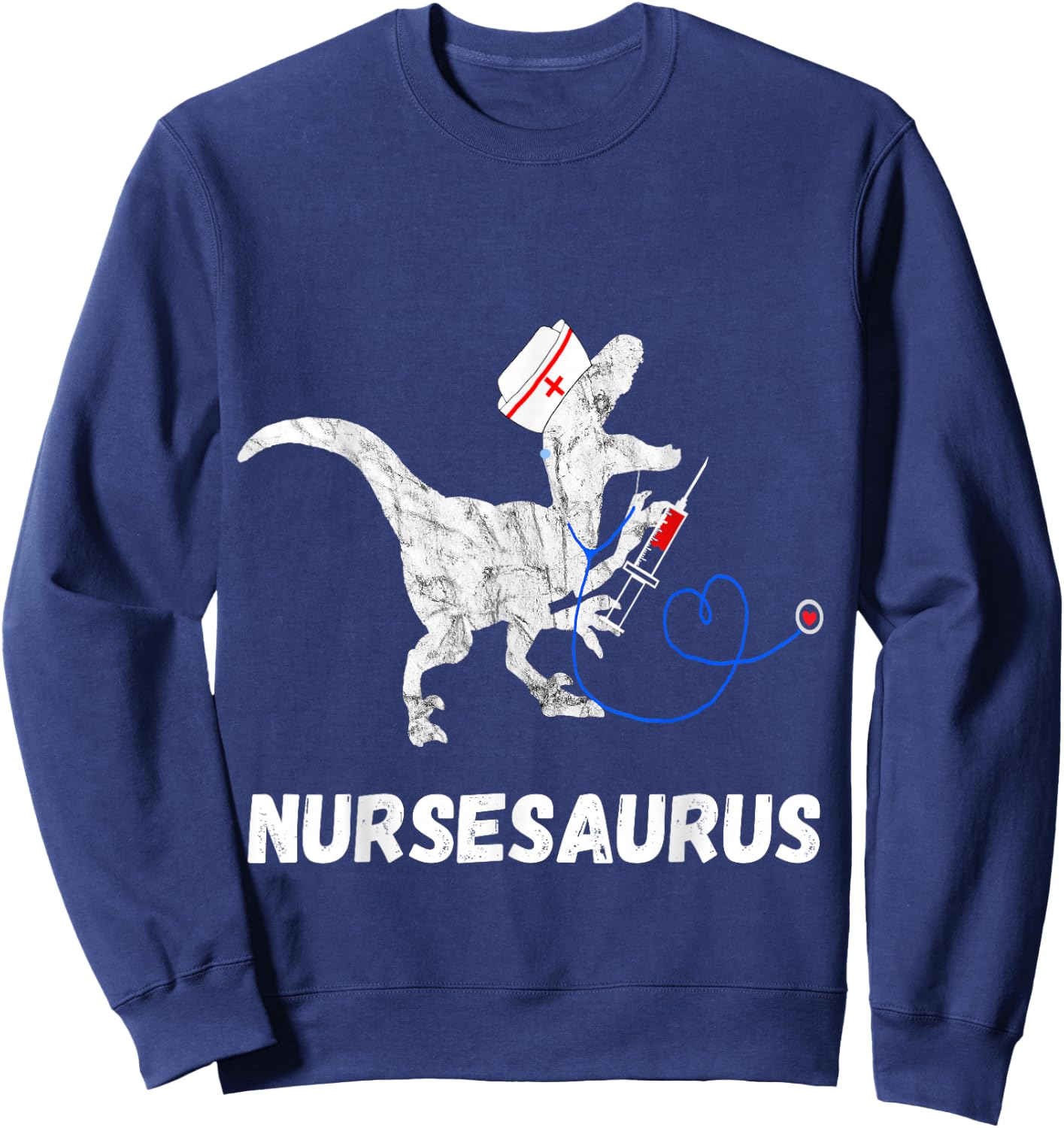 Nurse Dinosaur Funny Doctor Dino Doctor T-Rex Sweatshirt - Sweatshirt | Navy