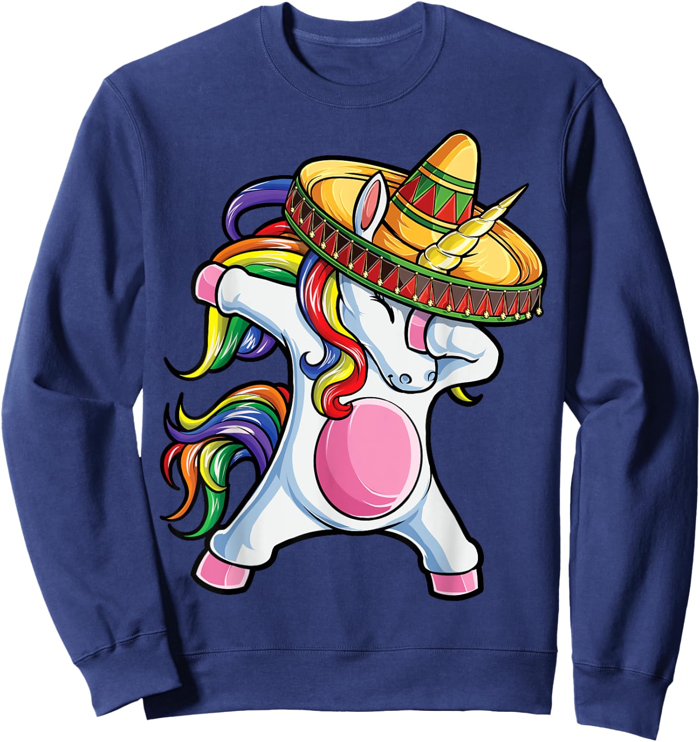 Dabbing Unicorn Shirt Cinco de Mayo Kids Girls Women Mexican Sweatshirt - Sweatshirt | Navy