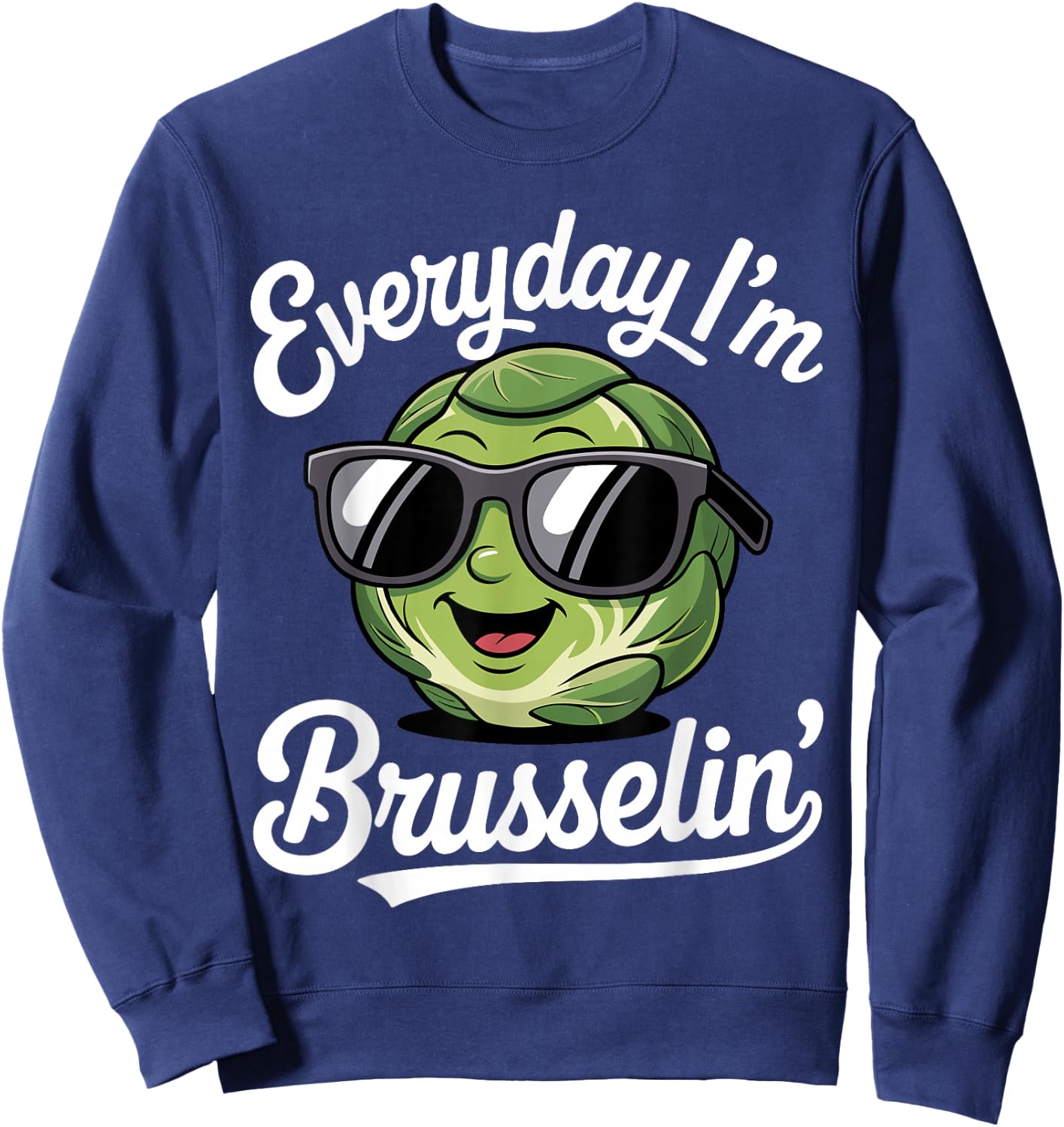 Funny Brussels Sprout Art Women Kids Vegetable Lover Sweatshirt - Sweatshirt | Navy