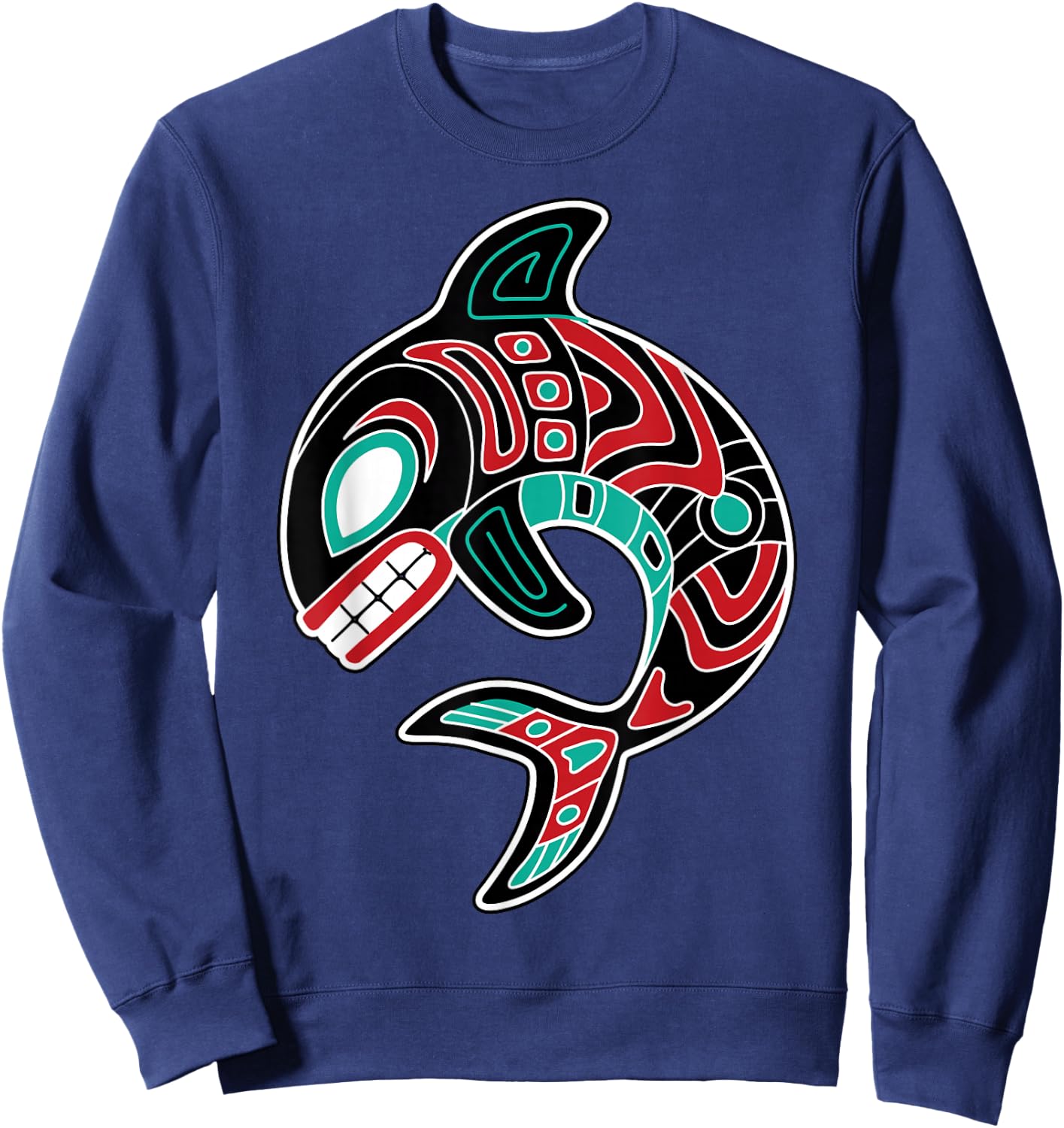 Orca Northwest American Indian Totem Killer Whale Sweatshirt - Sweatshirt | Navy