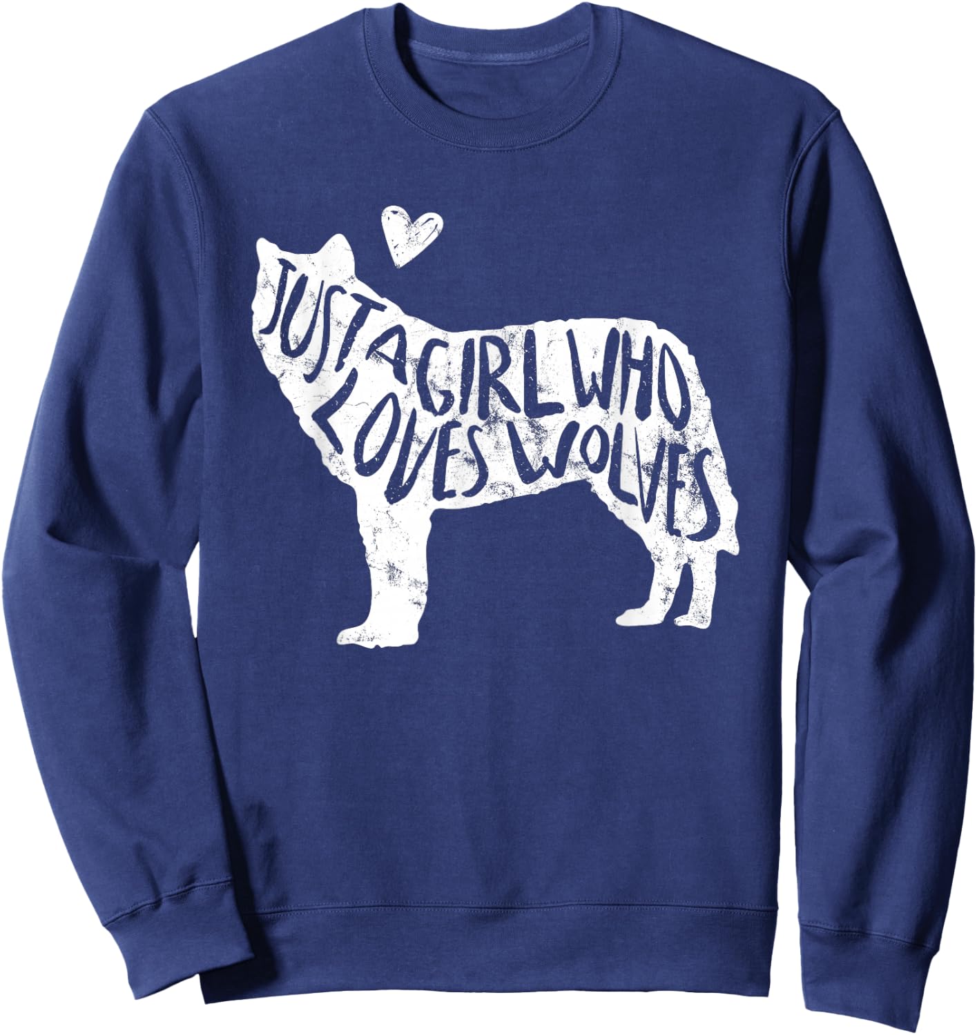 Just A Girl Who Loves Wolves Cute Wolf Silhouette Women Sweatshirt - Sweatshirt | Navy