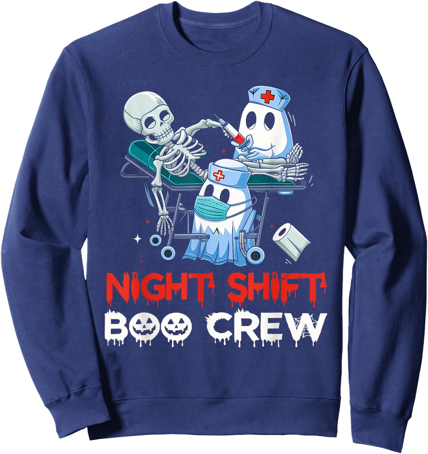 Night shift nurse Halloween shirt Night Shift Boo Crew Sweatshirt - Sweatshirt | Navy
