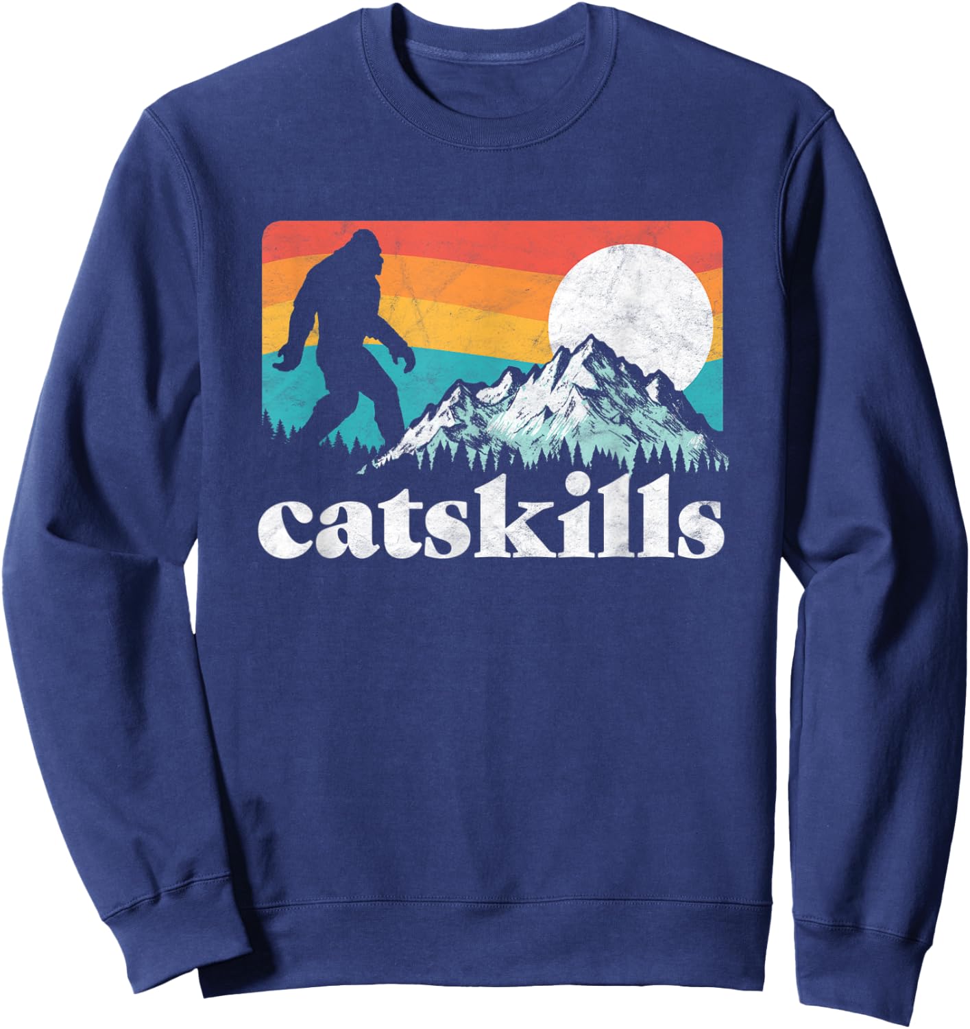 Catskills New York Retro Bigfoot Mountains Sweatshirt - Sweatshirt | Navy