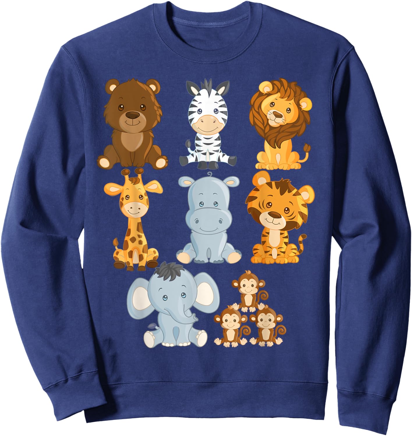 Boy's Girl's Safari Zoo Jungle Animals For Toddlers Sweatshirt - Sweatshirt | Navy