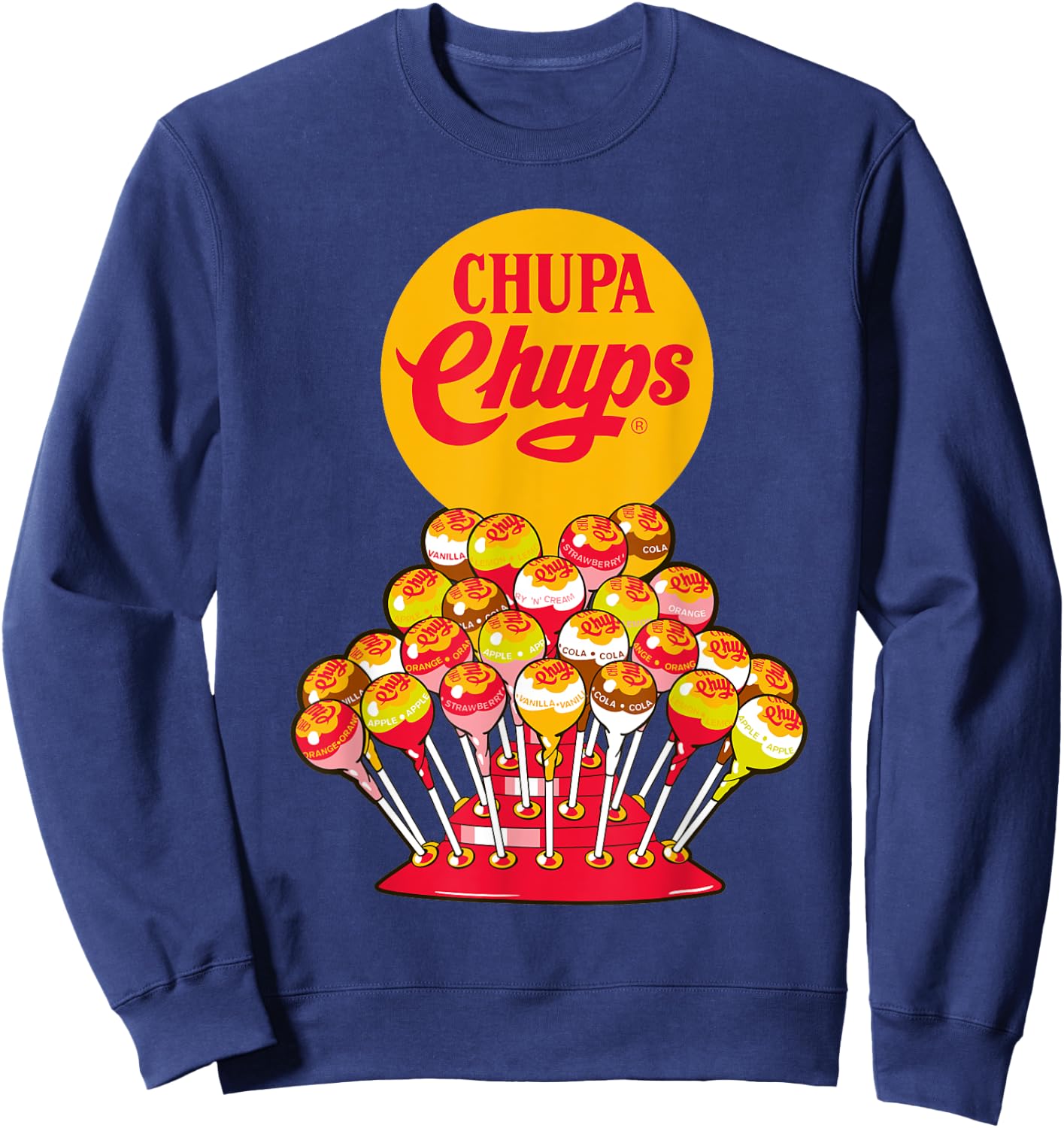CHUPA CHUPS Retro Candy Brand - Men's Adult Black Short Sleeve Classic Fit Small Sweatshirt - Sweatshirt | Navy