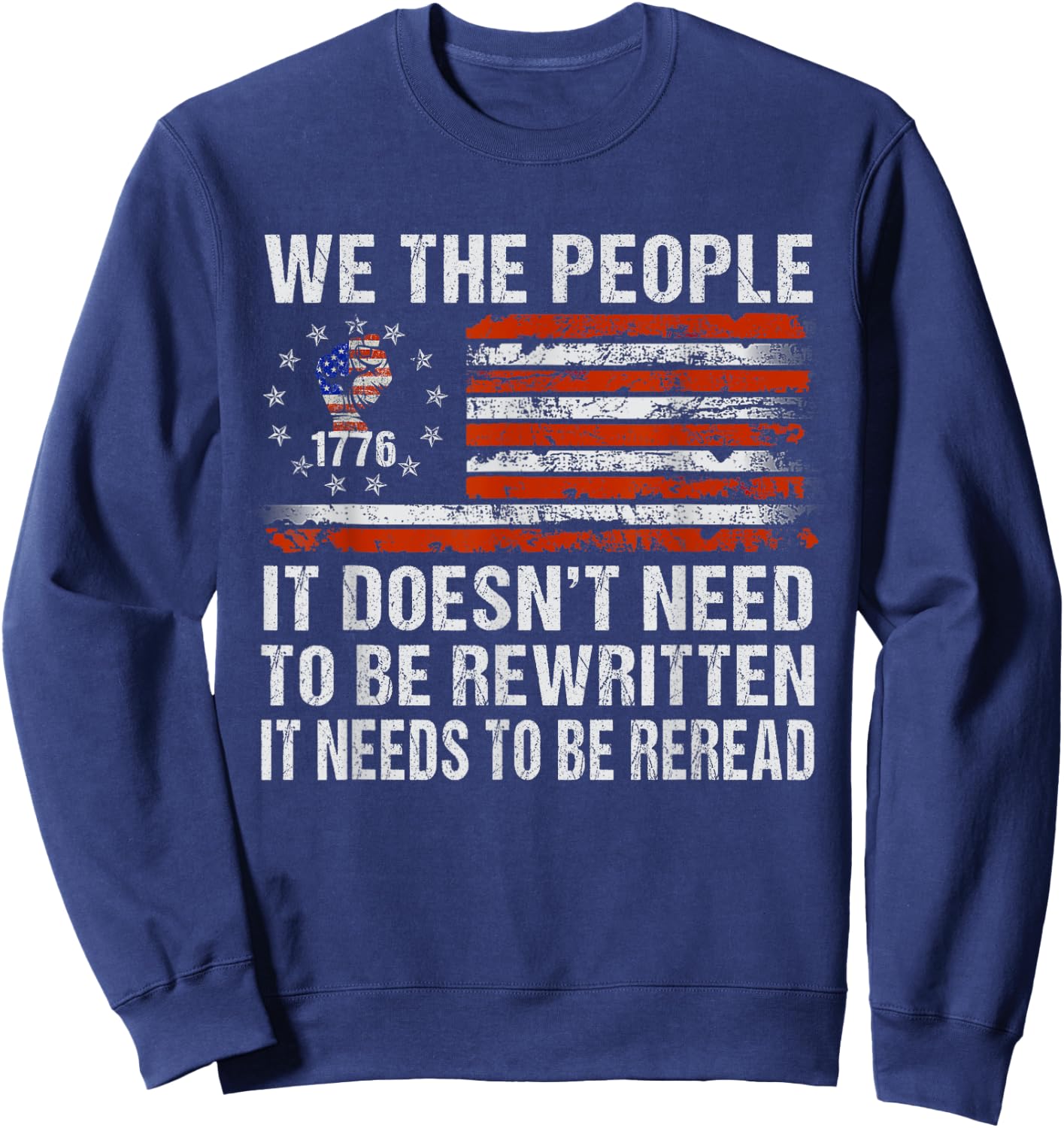 We The People American Flag Patriotic 1776 USA Retro Gifts Sweatshirt - Sweatshirt | Navy