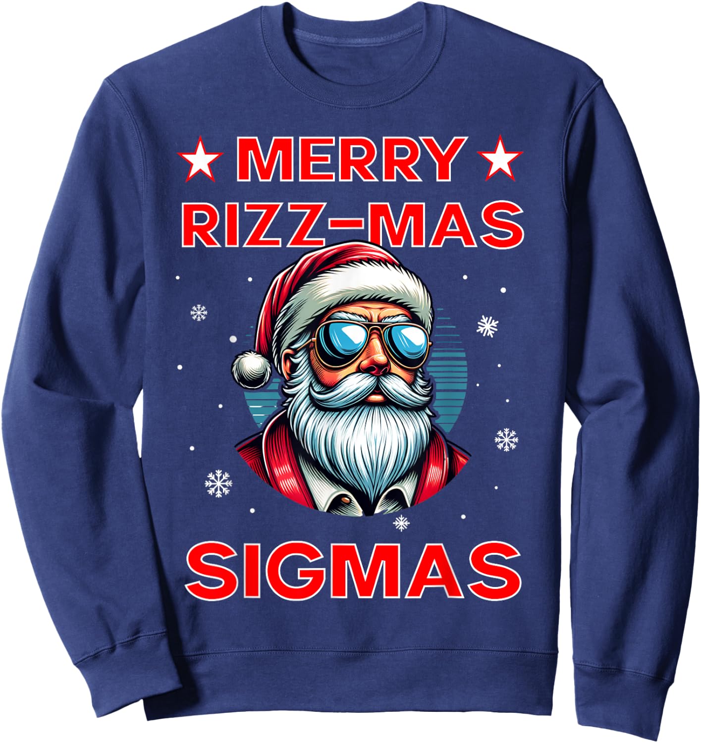 Merry Rizz Mas Sigmas Funny Middle School Alpha Christmas Sweatshirt - Sweatshirt | Navy