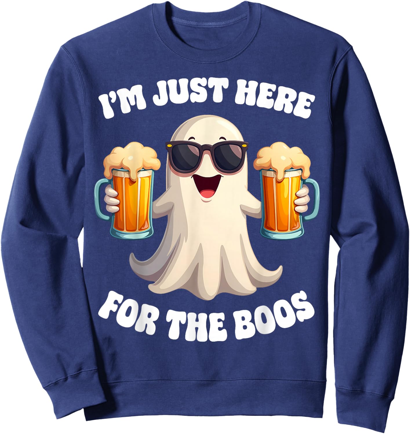 Funny I'm Just Here For The Boos Adult Halloween Costume Sweatshirt - Sweatshirt | Navy