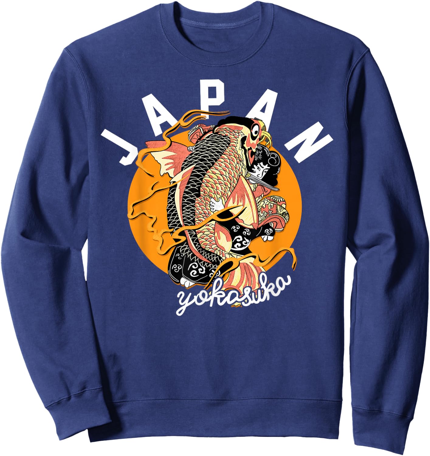 Yokosuka Japan Shirt Koi Fish Japanese Sweatshirt - Sweatshirt | Navy