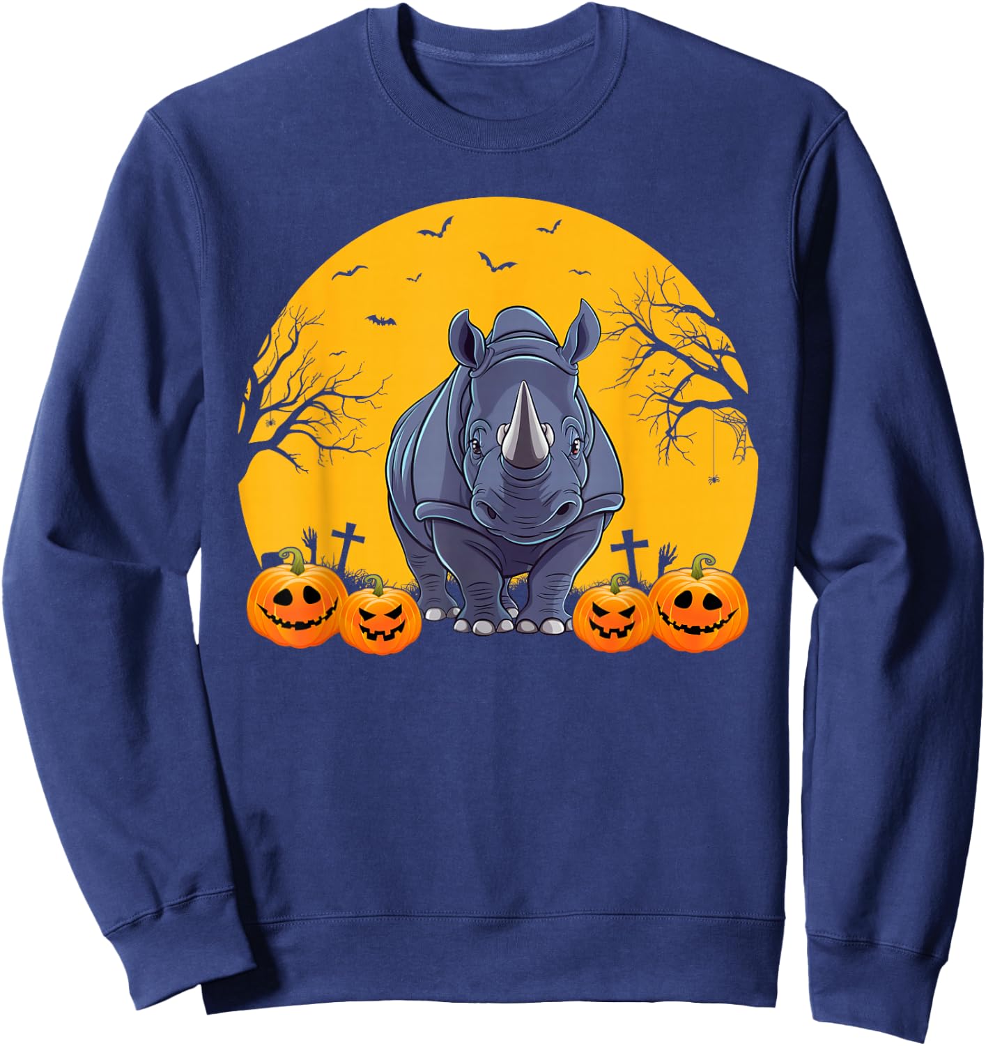 Rhino Lovers Men Women Kids Matching Halloween Costume Sweatshirt - Sweatshirt | Navy