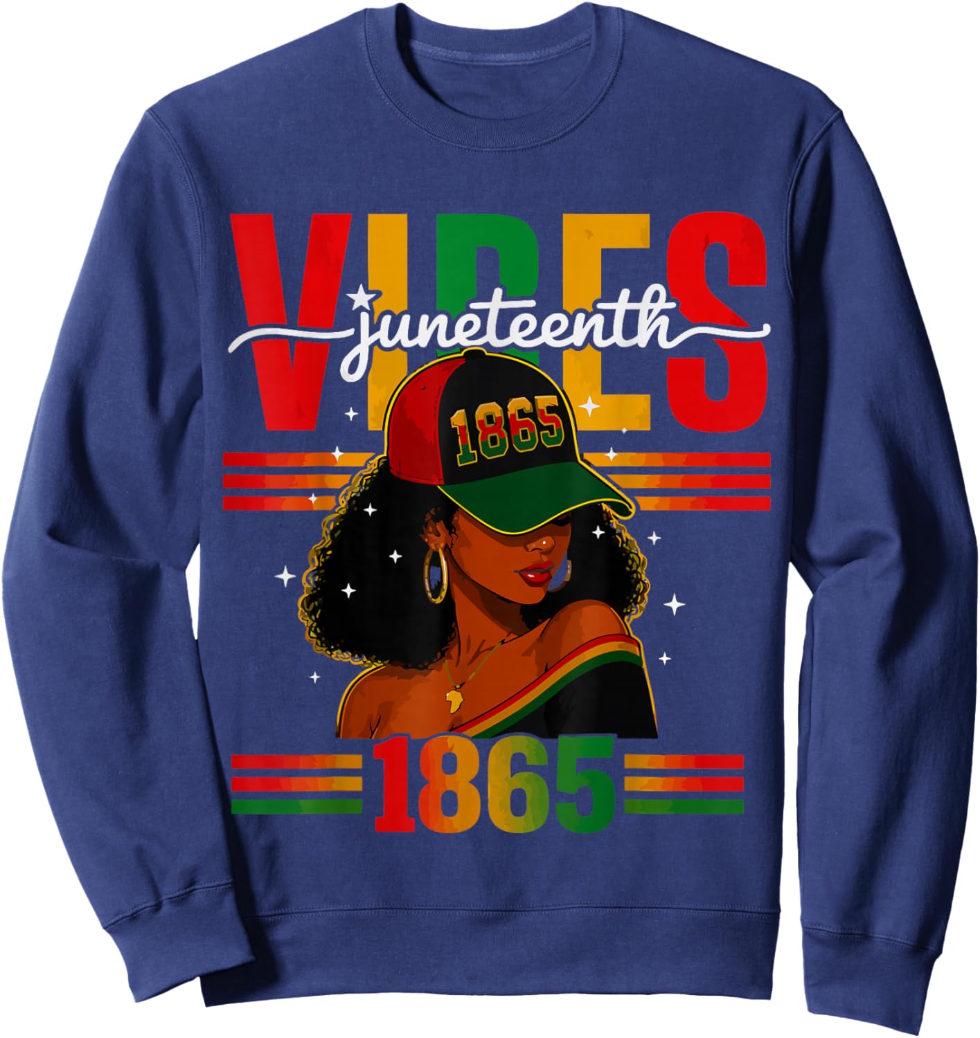 African American Freedom Women Juneteenth Vibes Only 1865 Sweatshirt - Sweatshirt | Navy