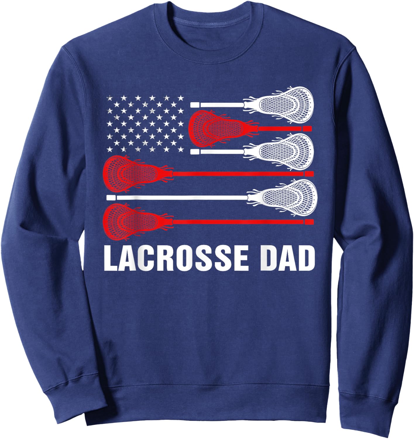Vintage Lacrosse Dad, Lax Dad USA Flag Sweatshirt - Sweatshirt | Navy