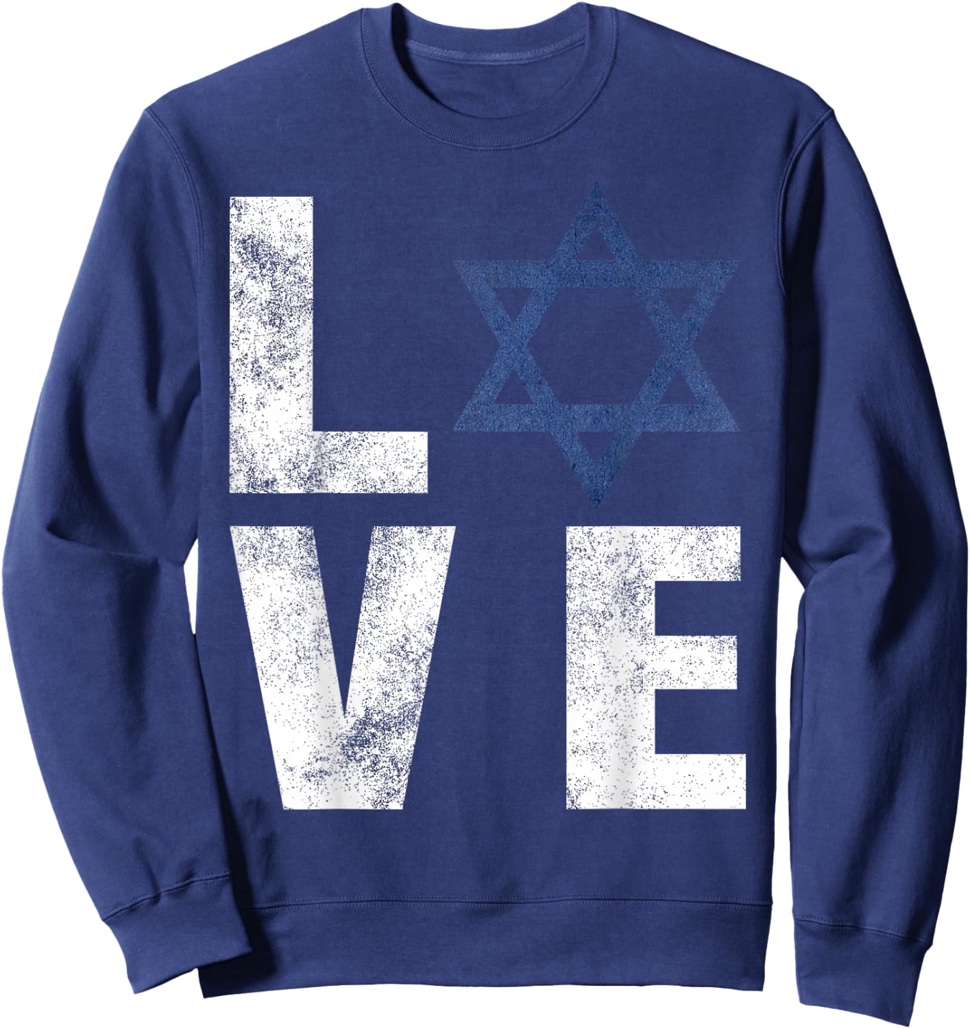 Retro I Love Israel Shirt Jewish Gifts Star of David Israeli Sweatshirt - Sweatshirt | Navy