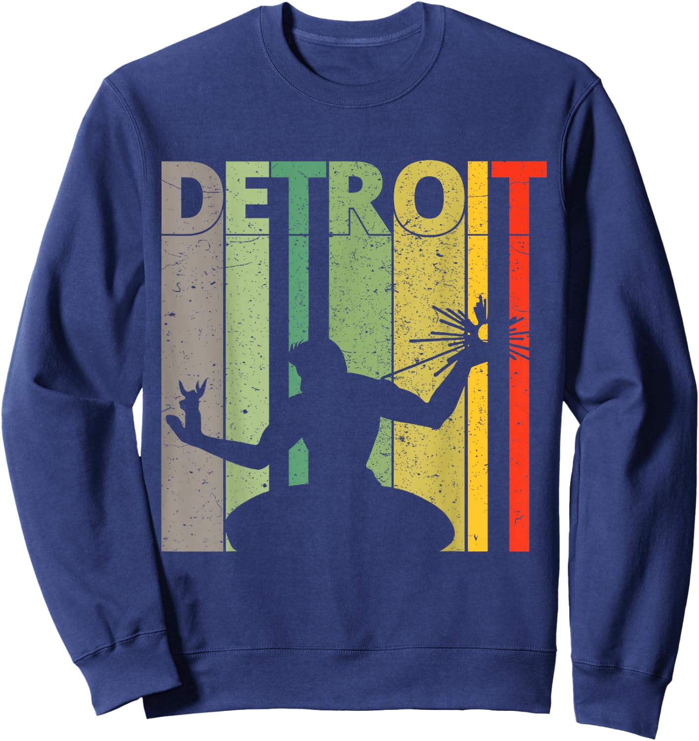 Vintage Spirit of Detroit Retro Detroit Sweatshirt - Sweatshirt | Navy