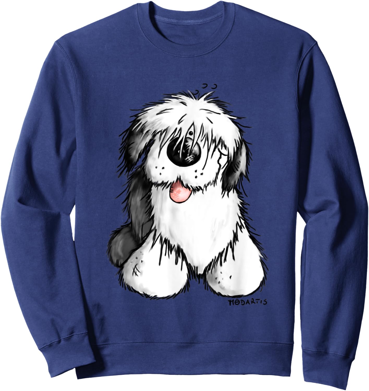 Happy Old English Sheepdog I For A Dog Or Bobtail Lover Men Women Girls Kids Sweatshirt - Sweatshirt | Navy