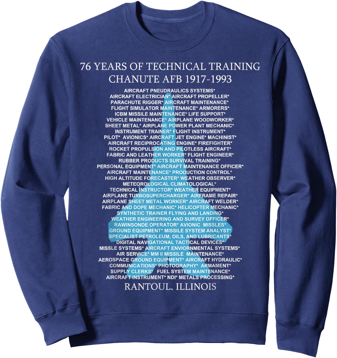Chanute AFB F-15 EagleT-Shirt Rantoul, Illinois Sweatshirt - Sweatshirt | Navy