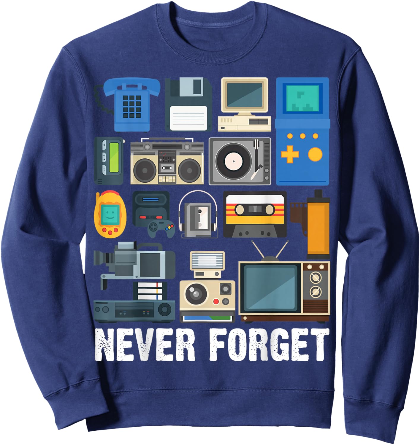 Retro Vintage Style 90's Technology Old Gadgets Lover Sweatshirt - Sweatshirt | Navy