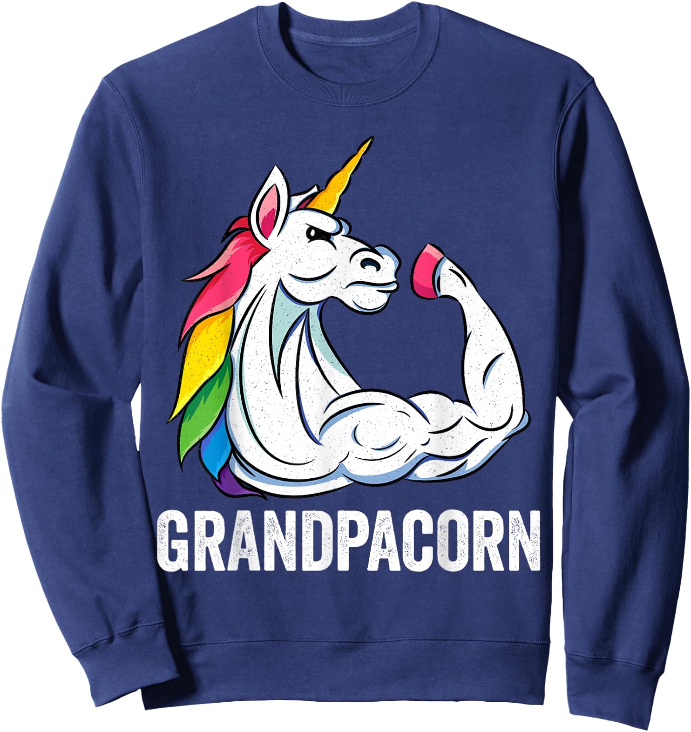 Cute Unicorn Grandpa Girl Birthday Party Apparel GrandpaCorn Sweatshirt - Sweatshirt | Navy