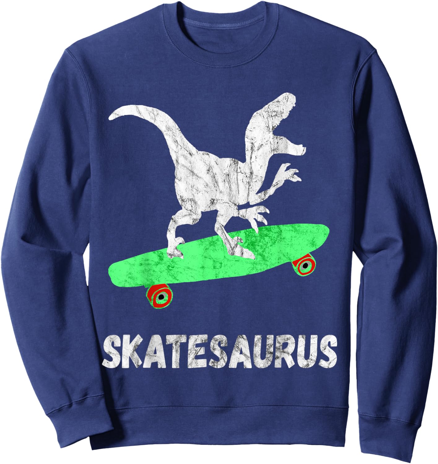 Skateboard Dinosaur Skateboarding T-Rex Funny Skateboarder Sweatshirt - Sweatshirt | Navy