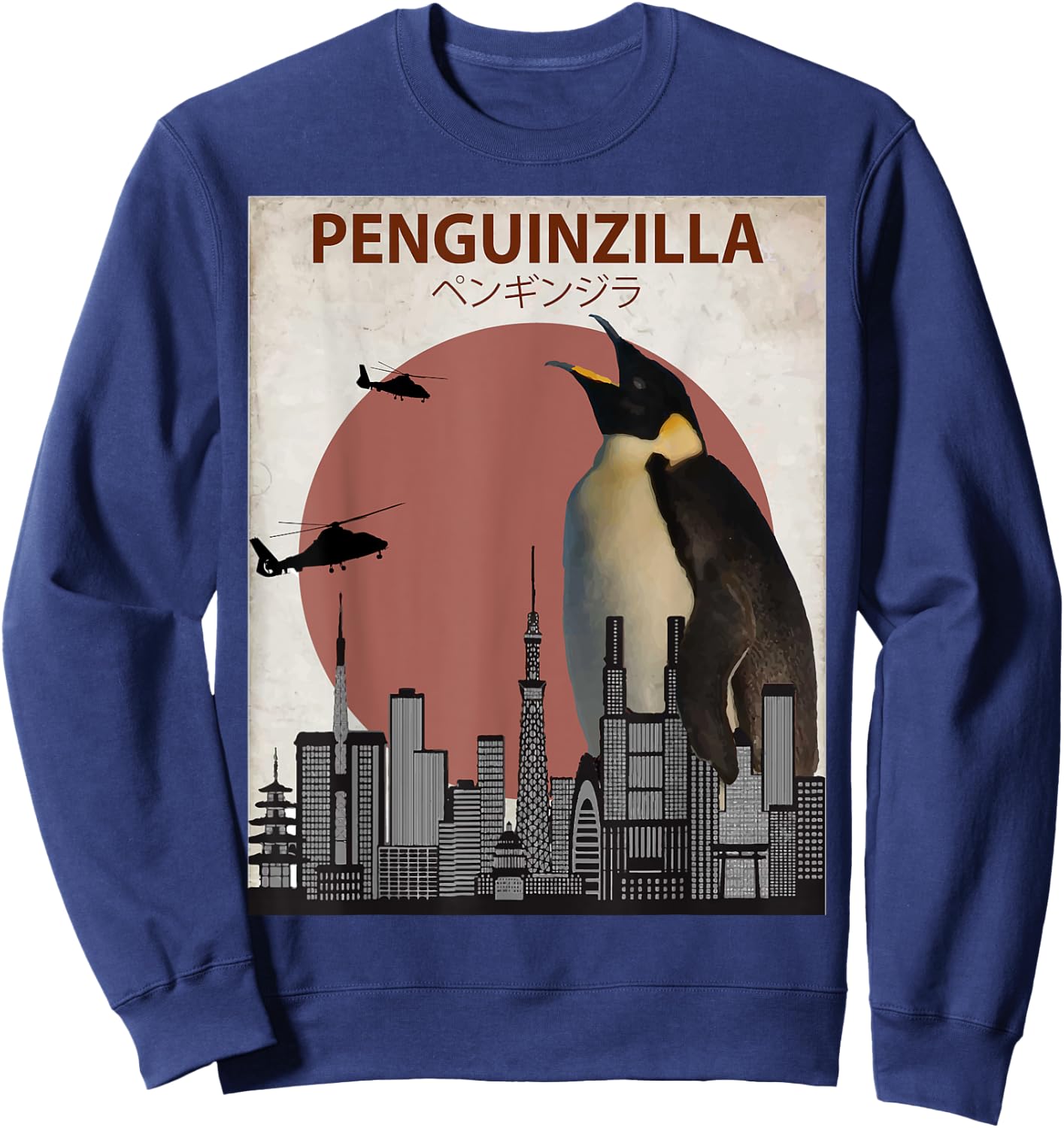 Penguinzilla Funny Emperor Penguin Lovers Gift Sweatshirt - Sweatshirt | Navy