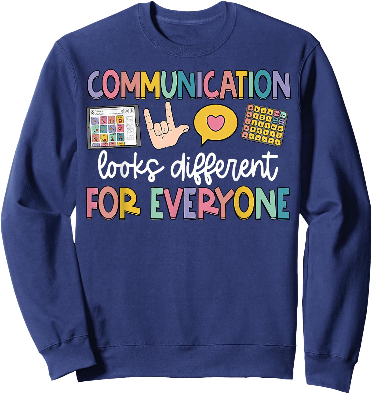 Funny Communication Looks Different Shirt - Kids -Adults Teacher Animal Print - Black, Small - Short Sleeve - Classic Fit - - Polyester 100% Sweatshirt - Sweatshirt | Navy