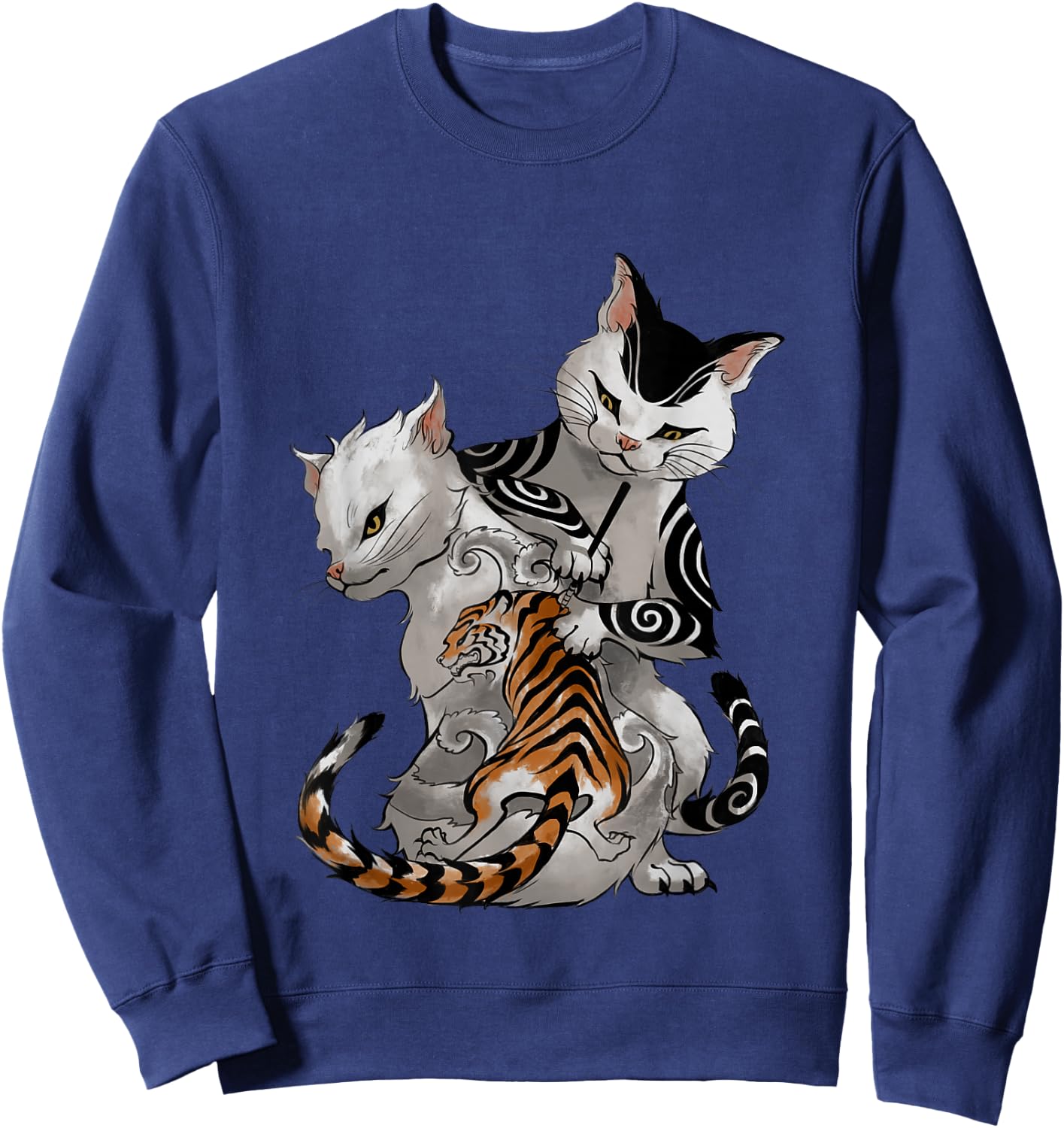 Irezumi Cat Artist with Traditional Japanese Tattoo Men Women Girls Kids Sweatshirt - Sweatshirt | Navy