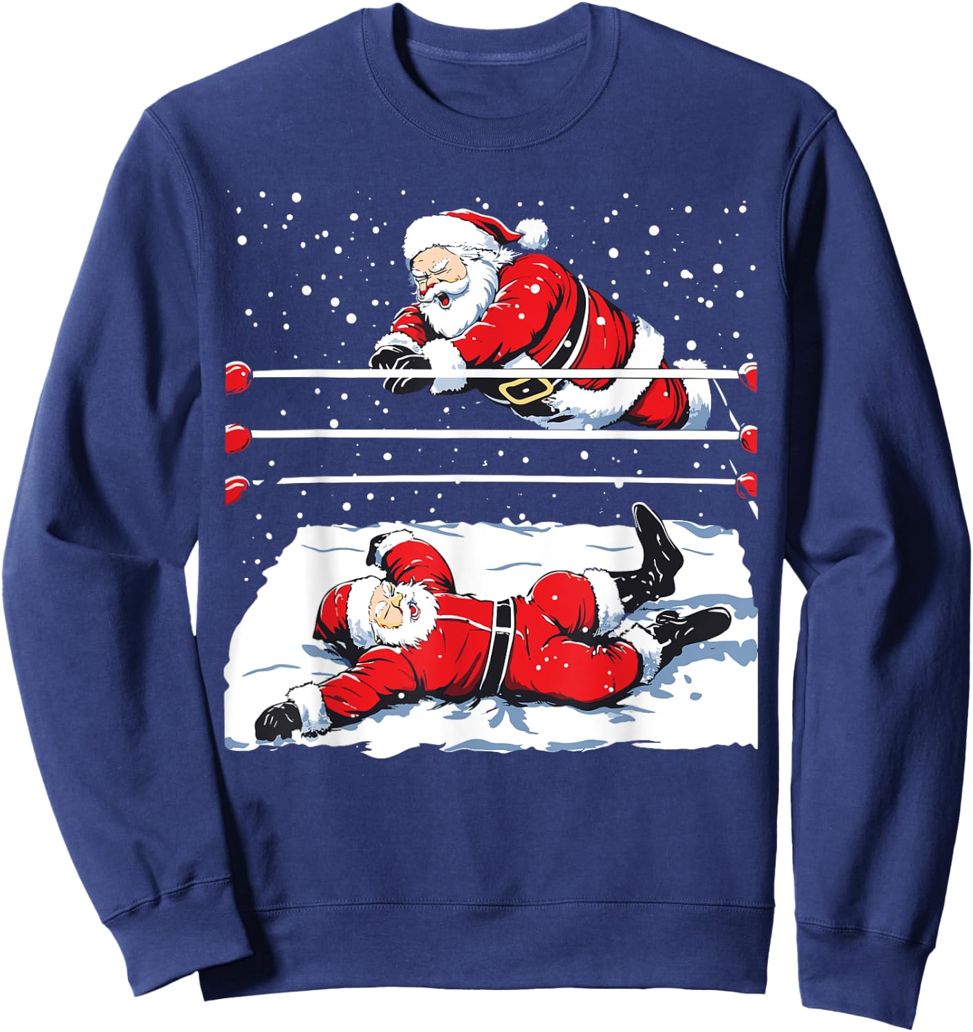 Santa Wrestling Lover Wrestler Christmas Xmas Pajama Sweatshirt - Sweatshirt | Navy