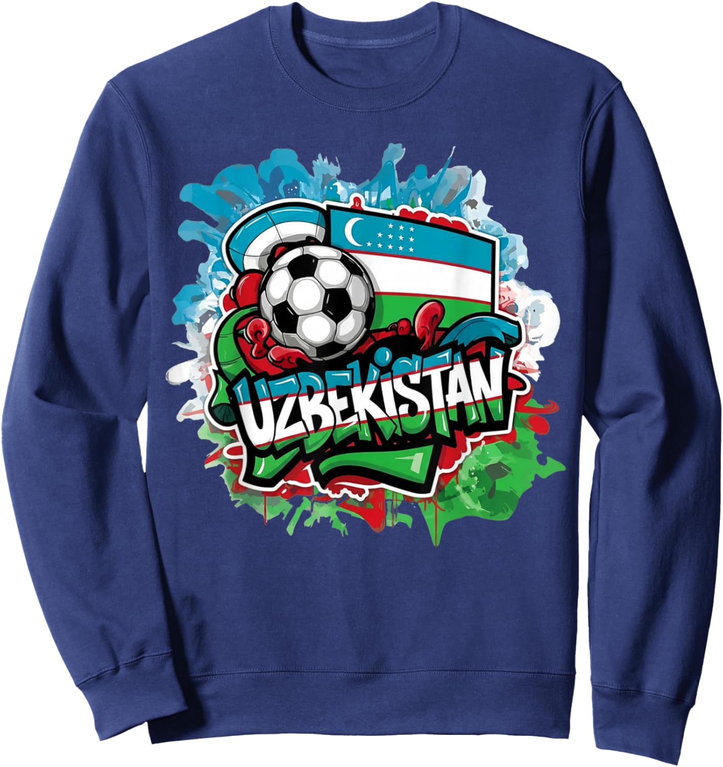 Uzbek Urban Streetwear Y2K Art National Flag Uzbekistan Sweatshirt - Sweatshirt | Navy