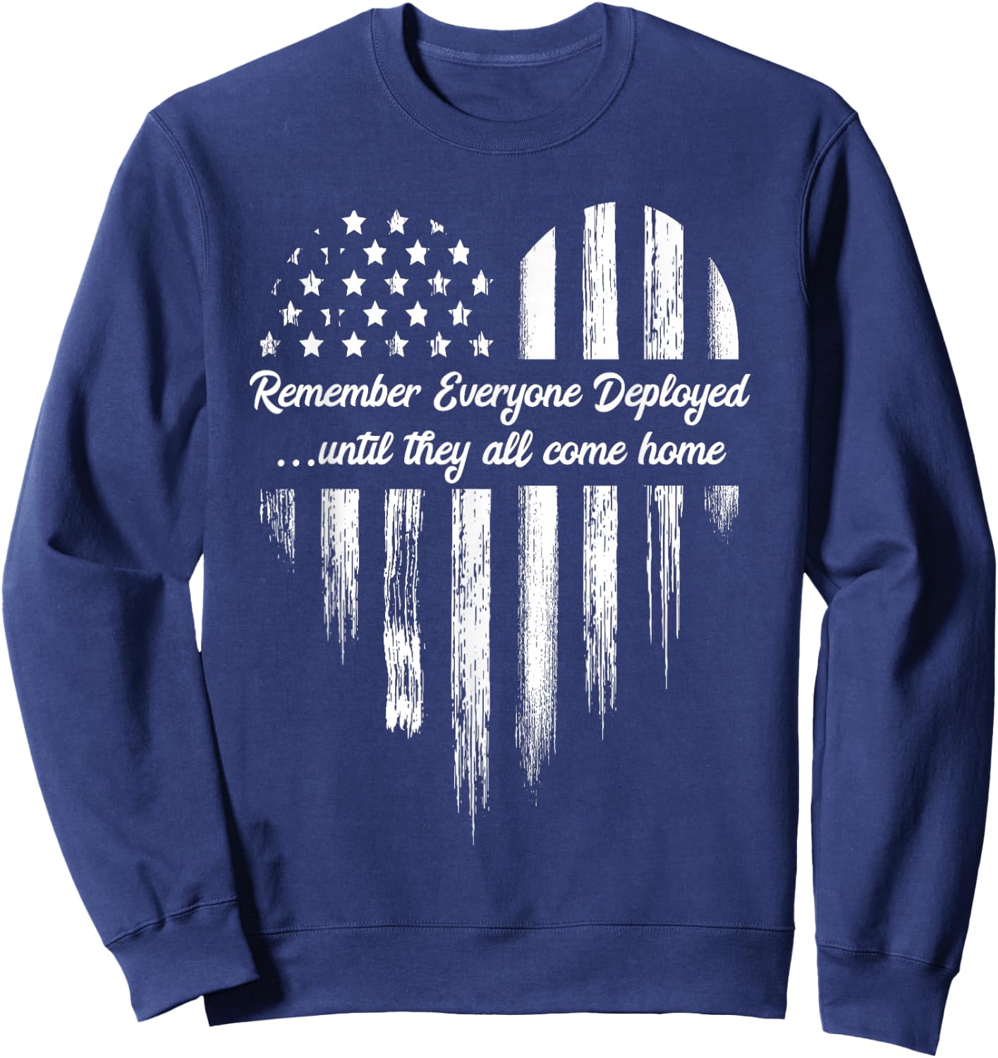 Red Friday Remember Everyone Deployed American Flag Heart Small Sweatshirt - Sweatshirt | Navy