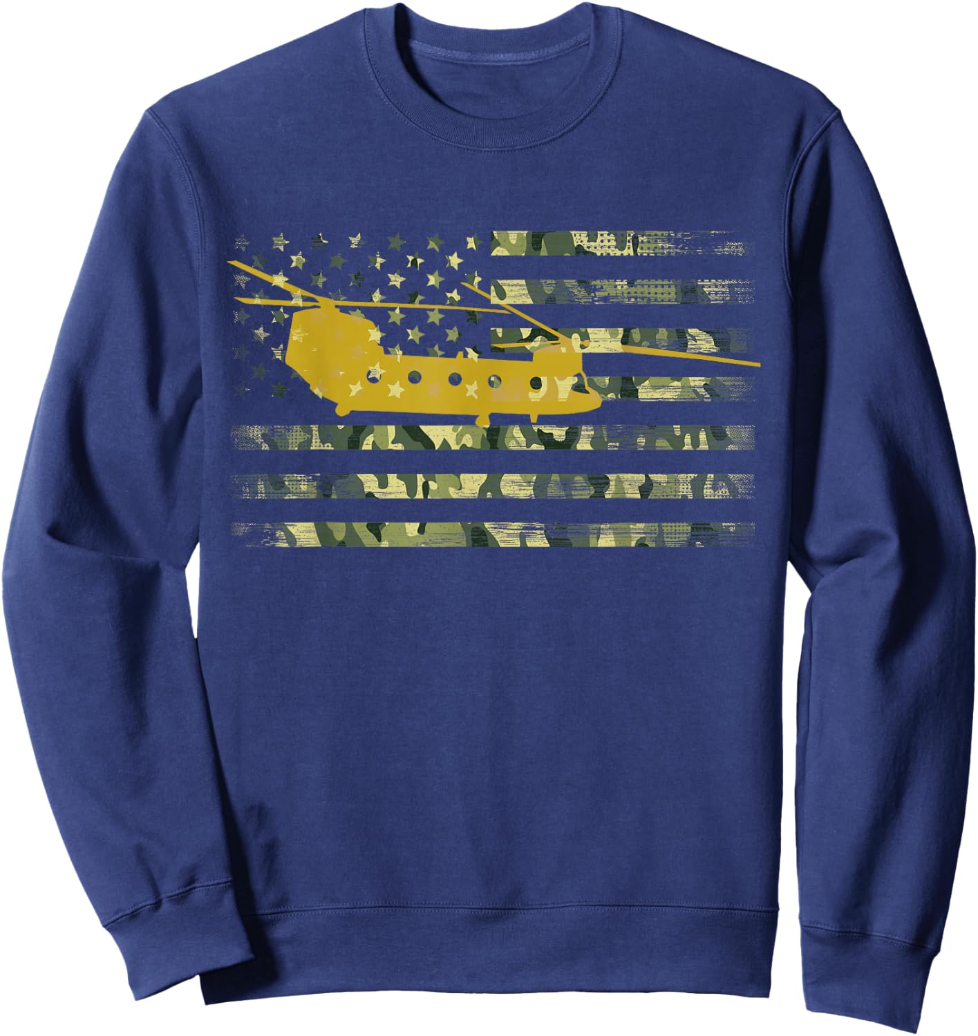 CH-47 Chinook Camo Flag Military Helicopter Shirt Sweatshirt - Sweatshirt | Navy