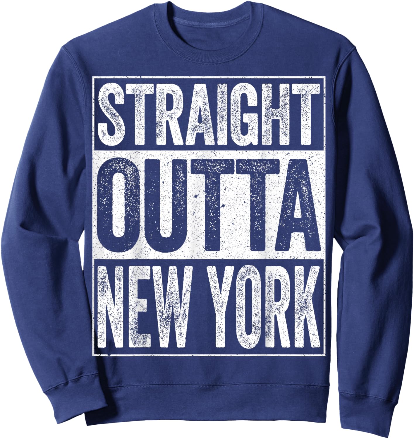 Straight Outta New York Shirt Patriotic New York State Kids Men Sweatshirt - Sweatshirt | Navy