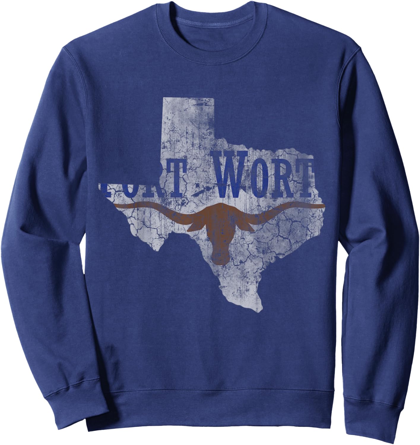 Fort Worth Flag Texas Home Love Family Vintage Fade Texan Sweatshirt - Sweatshirt | Navy