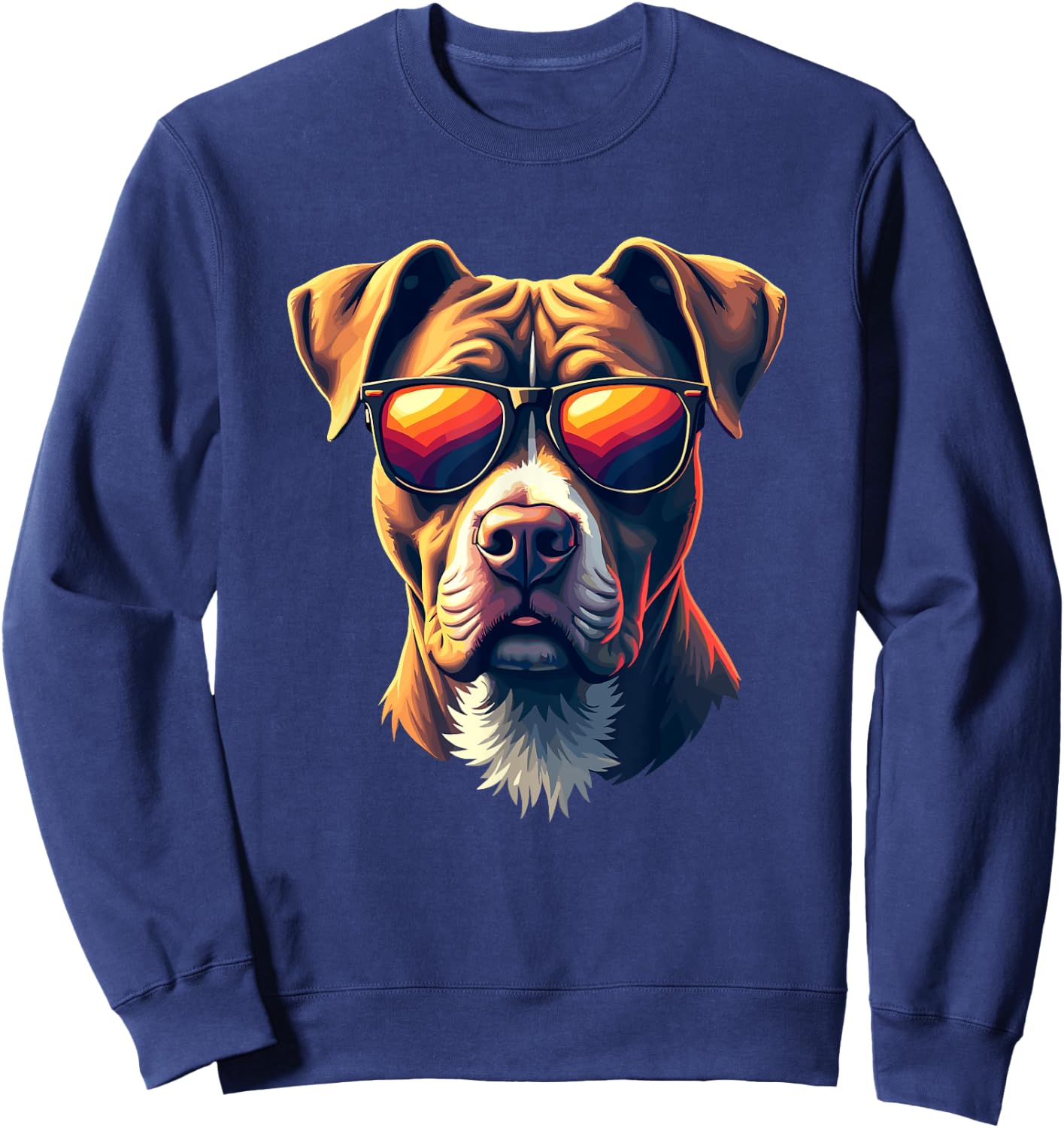 Retro Sunglasses American Pit Bull Terrier Pittie APBT Sweatshirt - Sweatshirt | Navy