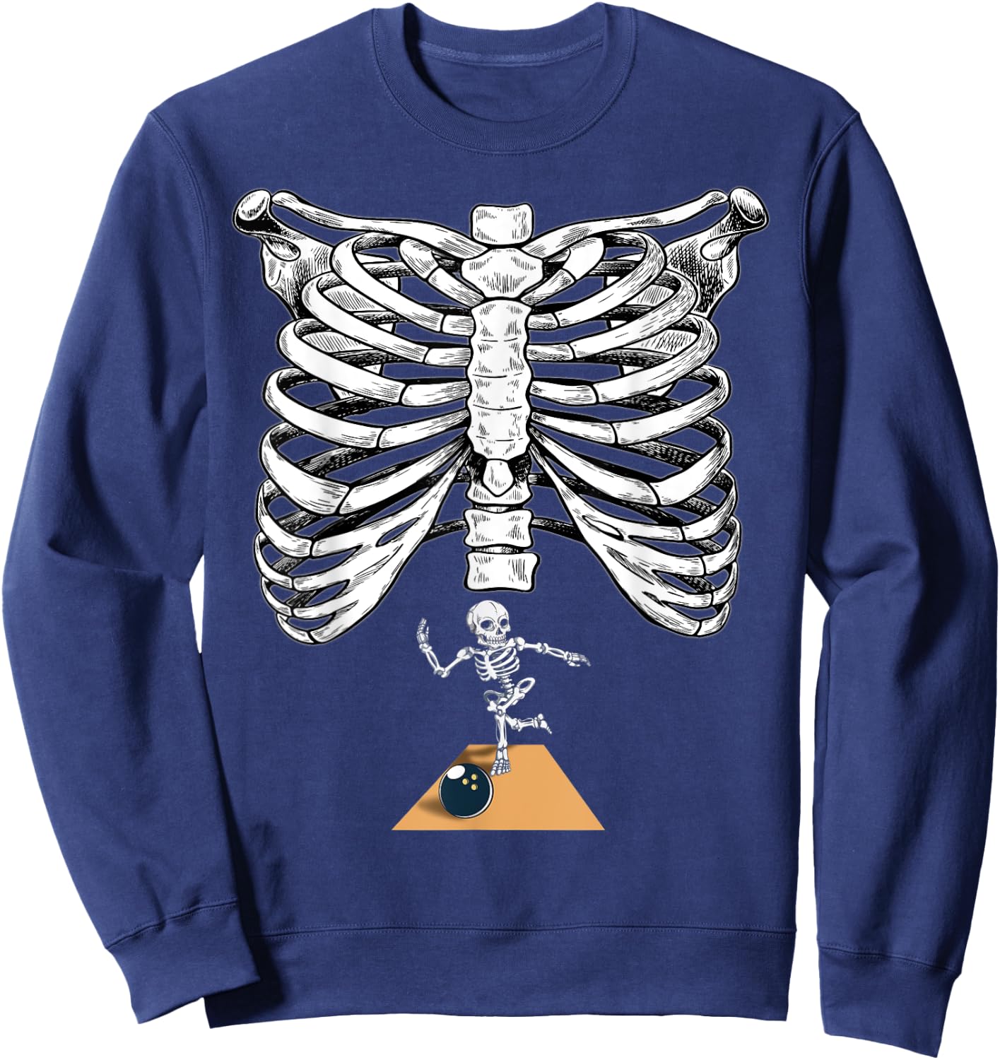 Skeleton Bowling Pregnancy Halloween Bowler Sweatshirt - Sweatshirt | Navy
