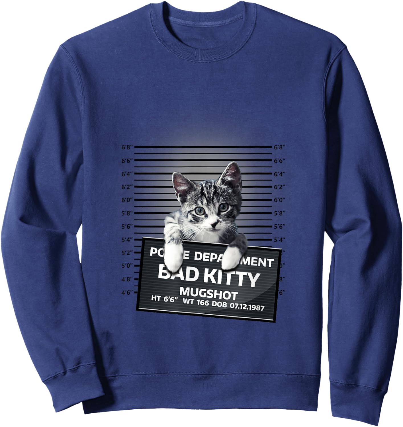 Funny Bad Kitty Cat Mugshot Cute Cat Lover Gift Sweatshirt - Sweatshirt | Navy