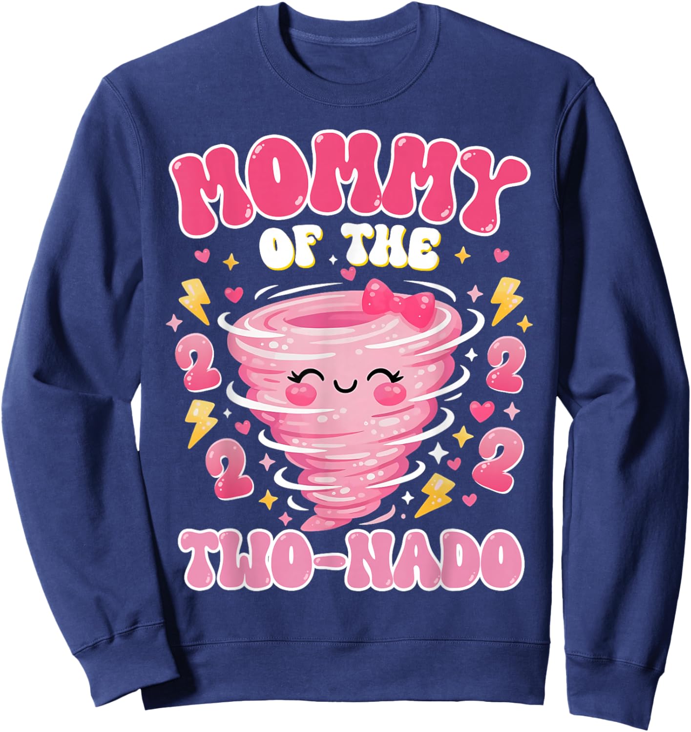 Mommy of The Two-nado 2nd Birthday Girl Tornado Theme Bday Sweatshirt - Sweatshirt | Navy