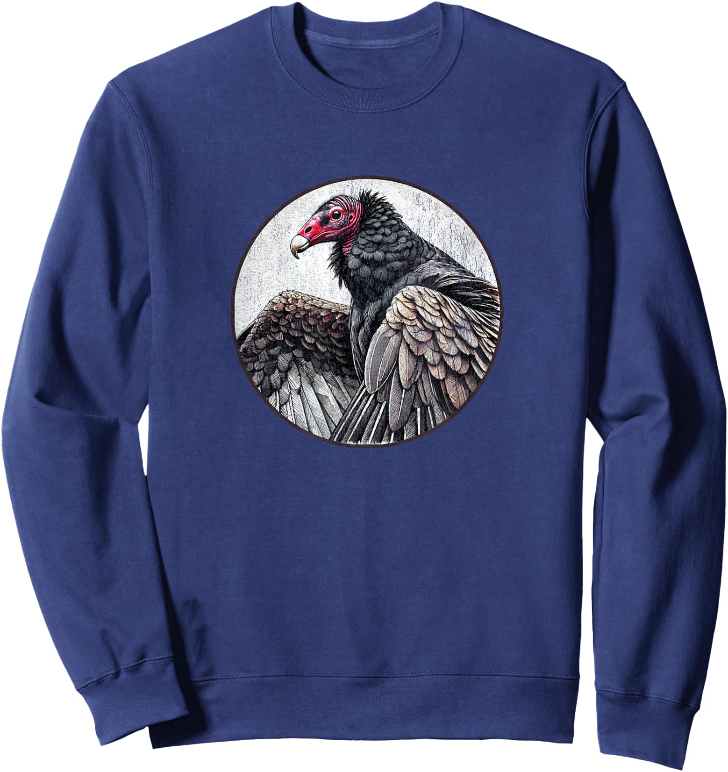 Retro Turkey Vulture Distressed Design by Bird Fan Sweatshirt - Sweatshirt | Navy