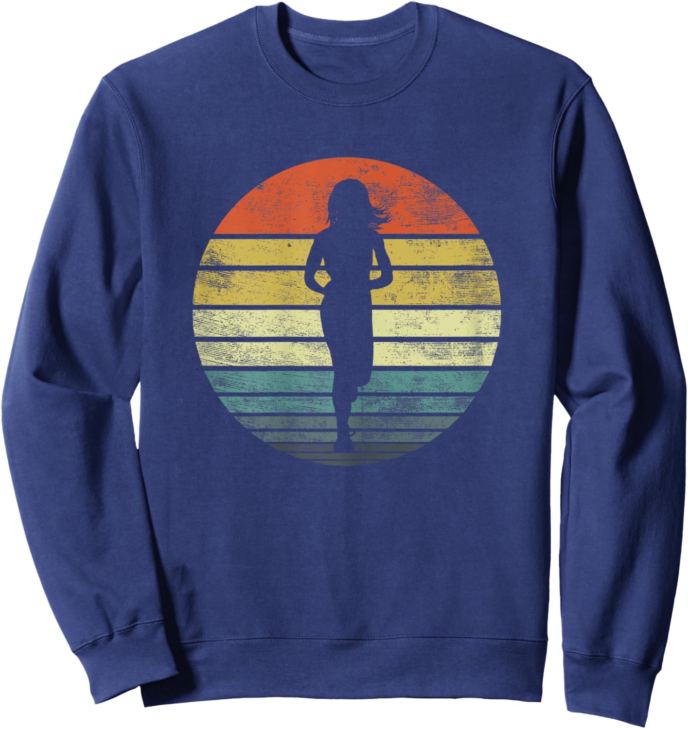 Runners Gifts Funny Running Retro Vintage Fitness Jogging Sweatshirt - Sweatshirt | Navy
