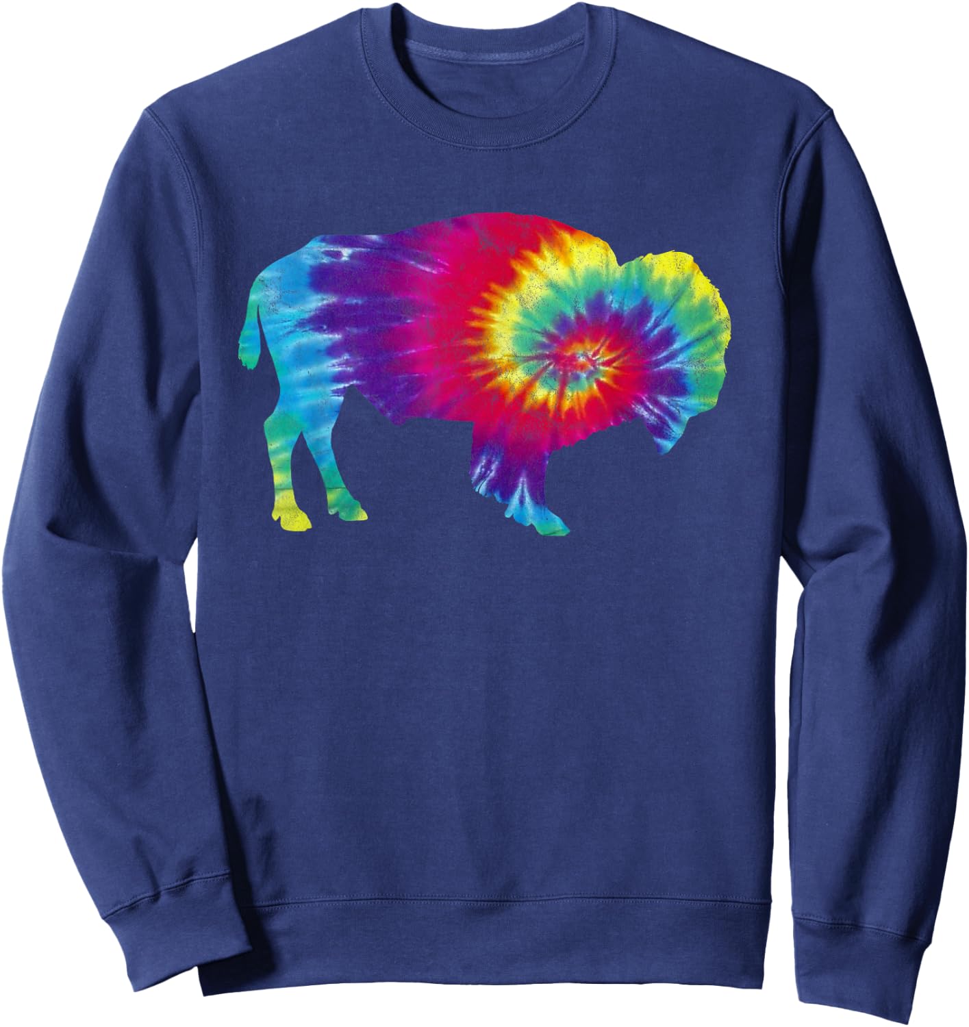 Vintage Tie Dye Bison American Buffalo Retro Sweatshirt - Sweatshirt | Navy