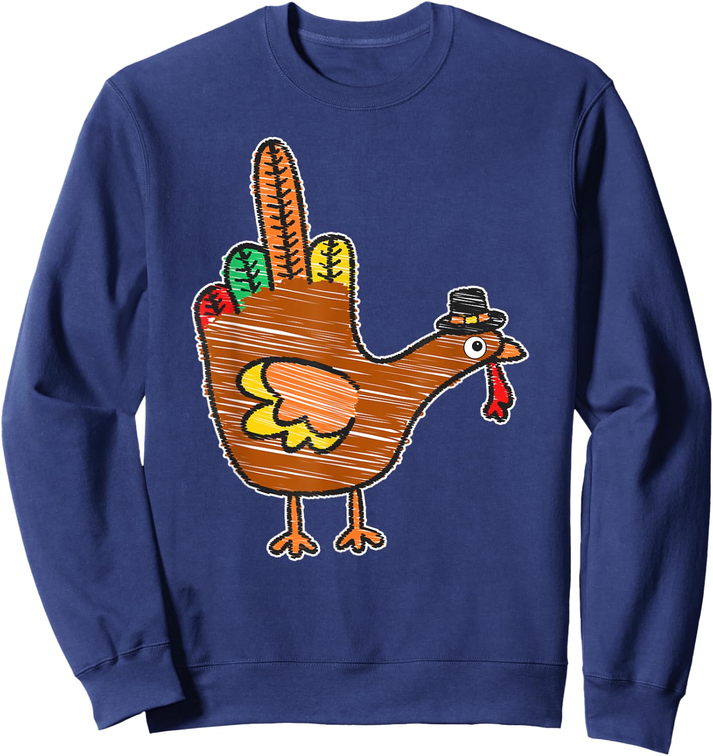 Thanksgiving Middle Finger Sweatshirt - Sweatshirt | Navy
