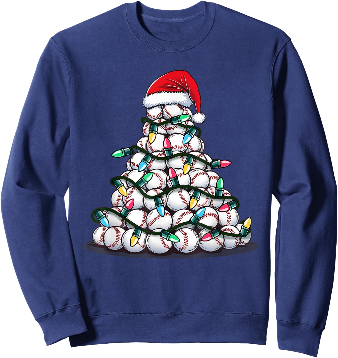 Baseball Christmas Tree Men Boys Youth Santa Sports Sweatshirt - Sweatshirt | Navy