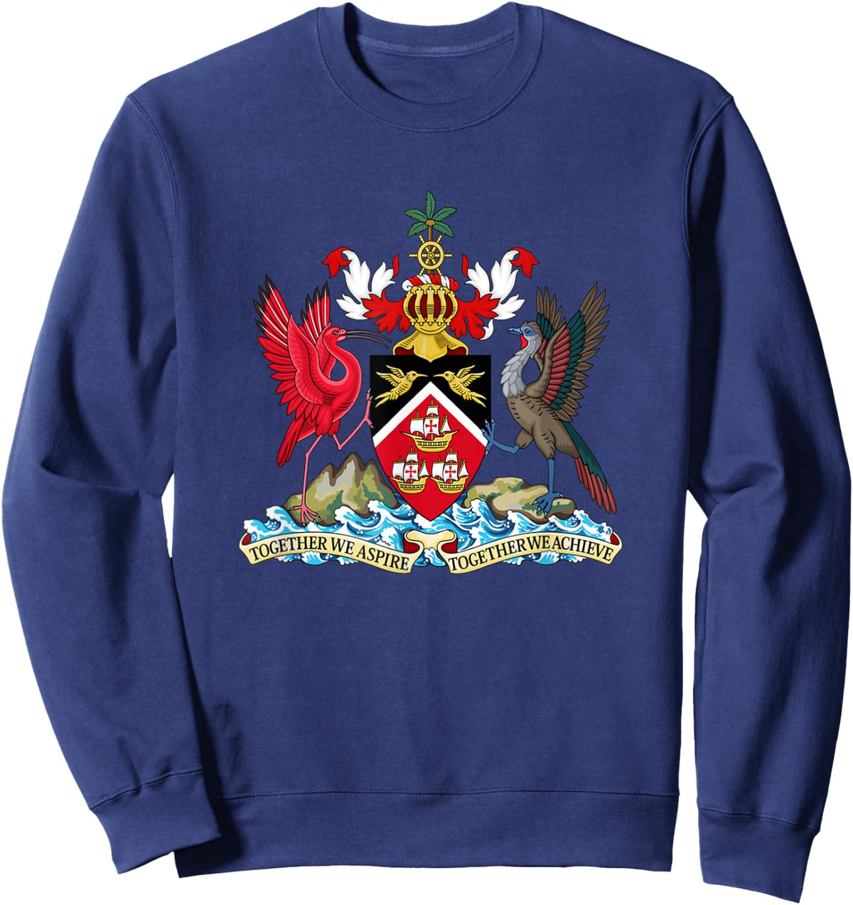 Trinidad & Tobago Coat Of Arms Emblem Symbol Birds Sweatshirt - Sweatshirt | Navy