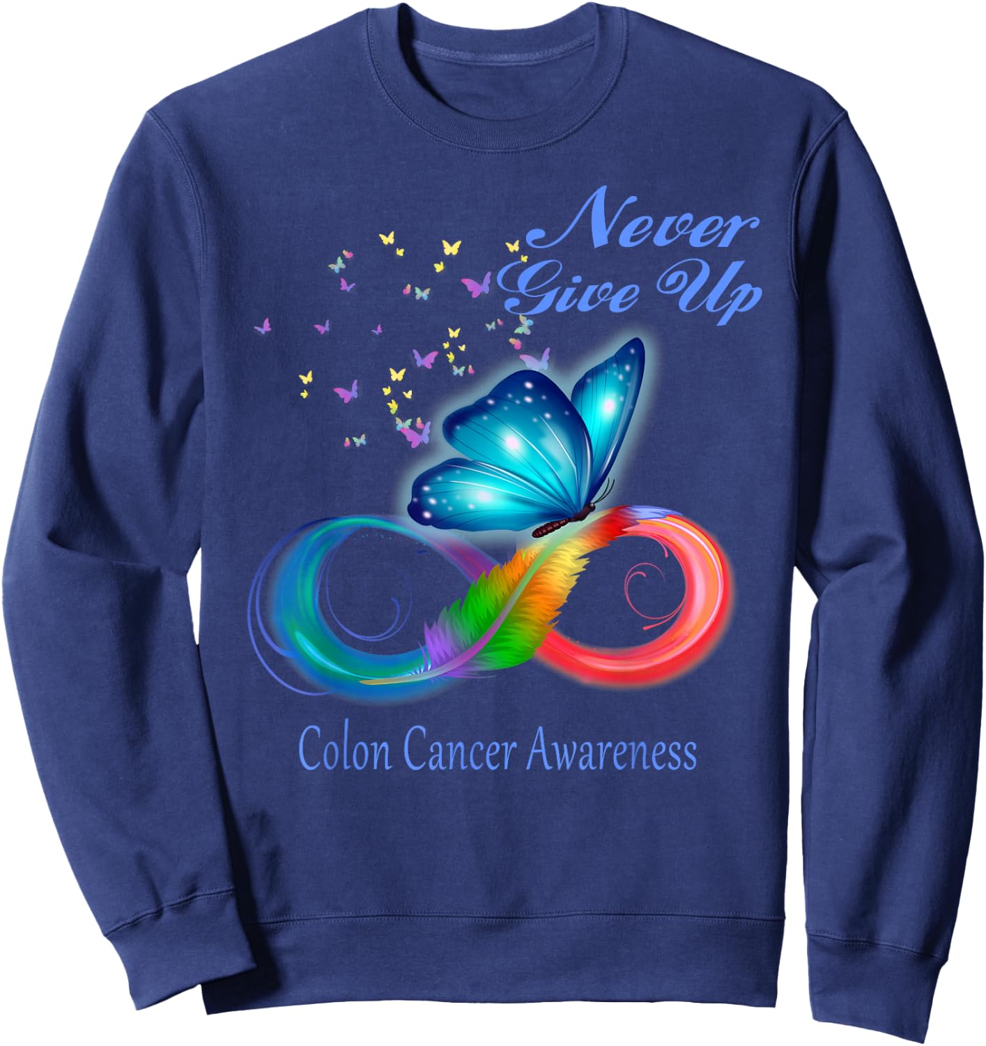 Butterfly Colon Cancer Awareness Sweatshirt - Sweatshirt | Navy