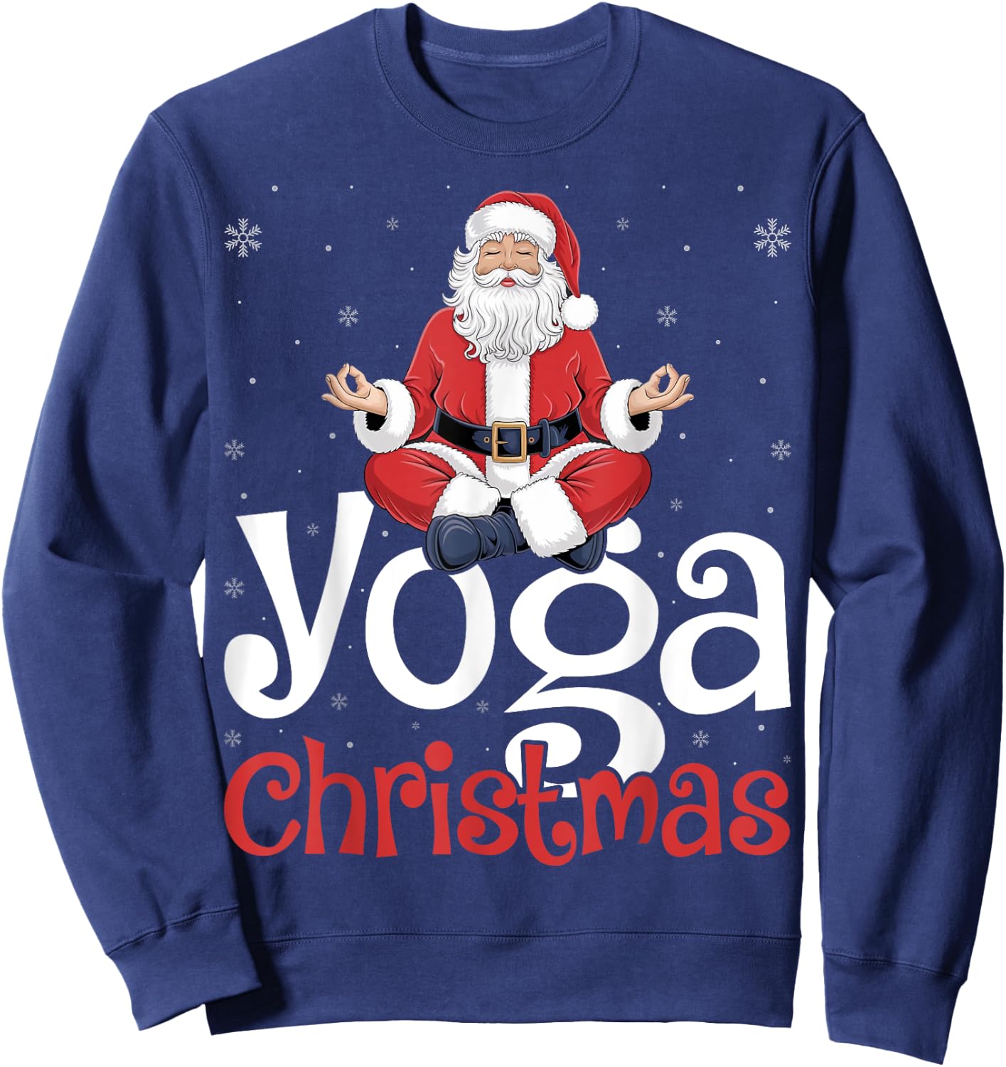 Yoga Christmas Santa Meditation Xmas Winter Holiday Sweatshirt - Sweatshirt | Navy